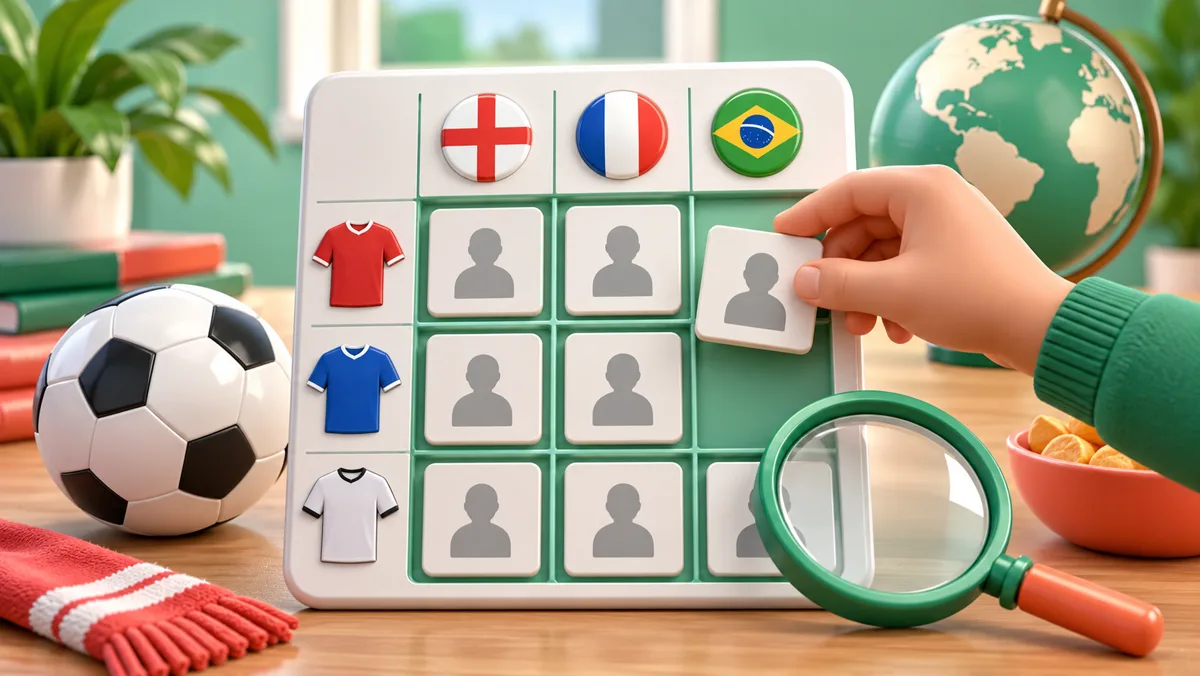 A player tile placed where a shirt row meets a country column in a football trivia grid
