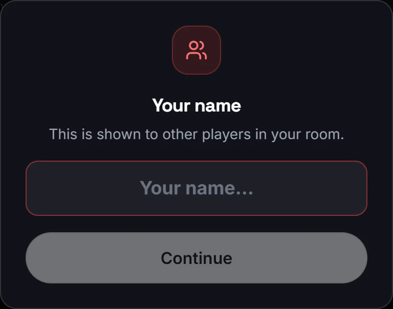 Name entry dialog shown before creating an online imposter room