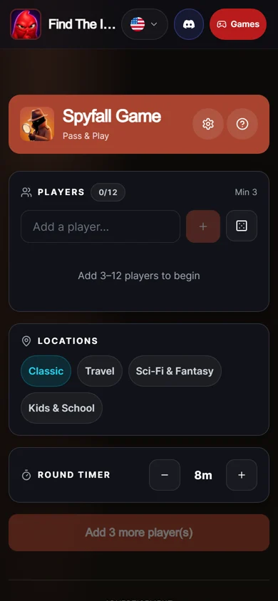 Spyfall Game: Locations and timer Spyfall Game: Locations and timer