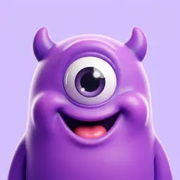Zig, a purple one-eyed monster with horns